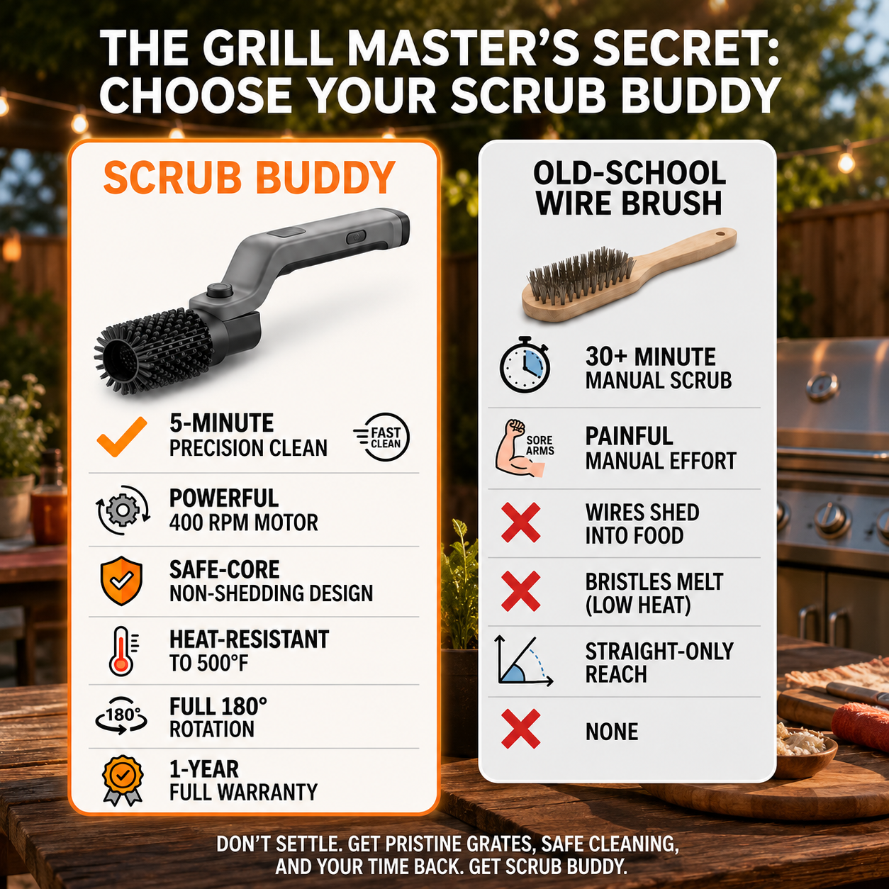 Scrub-buddy electric grill brush