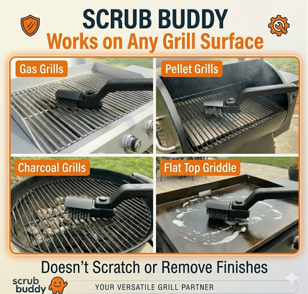 Scrub-buddy electric grill brush
