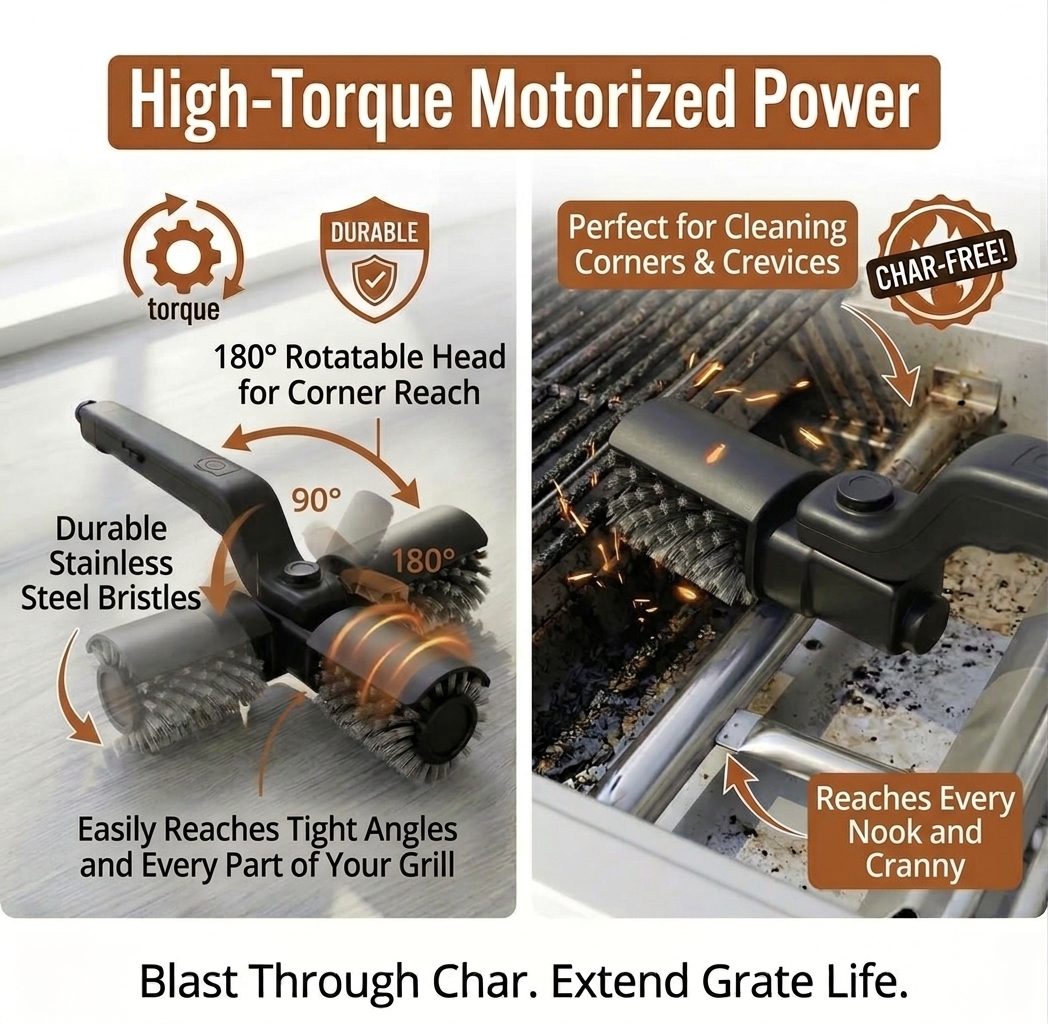 Scrub-buddy electric grill brush